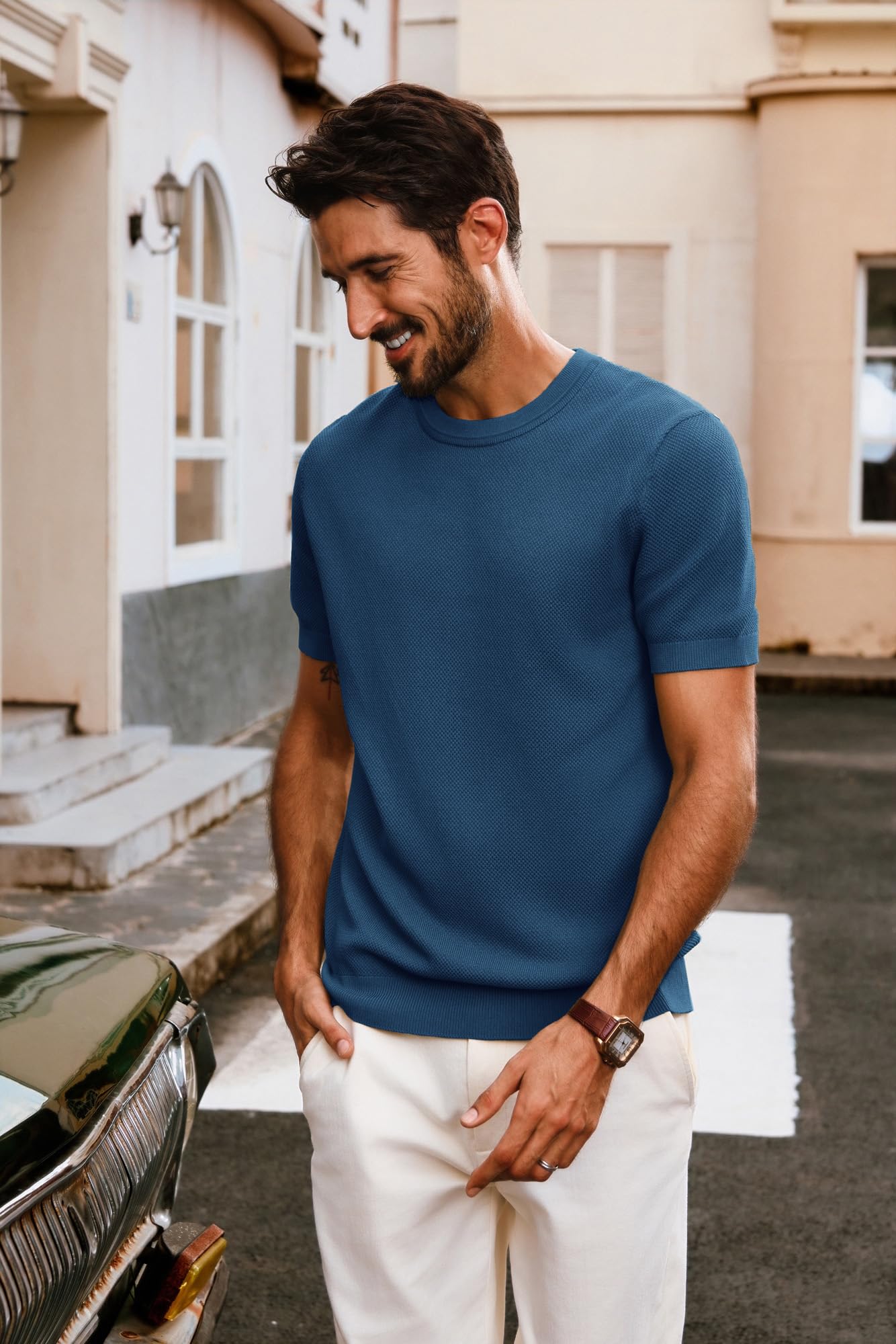 PJ PAUL JONES T Shirt Uomo Manica Corta con Scollo Rotondo, T-Shirt Lavorata a Maglia