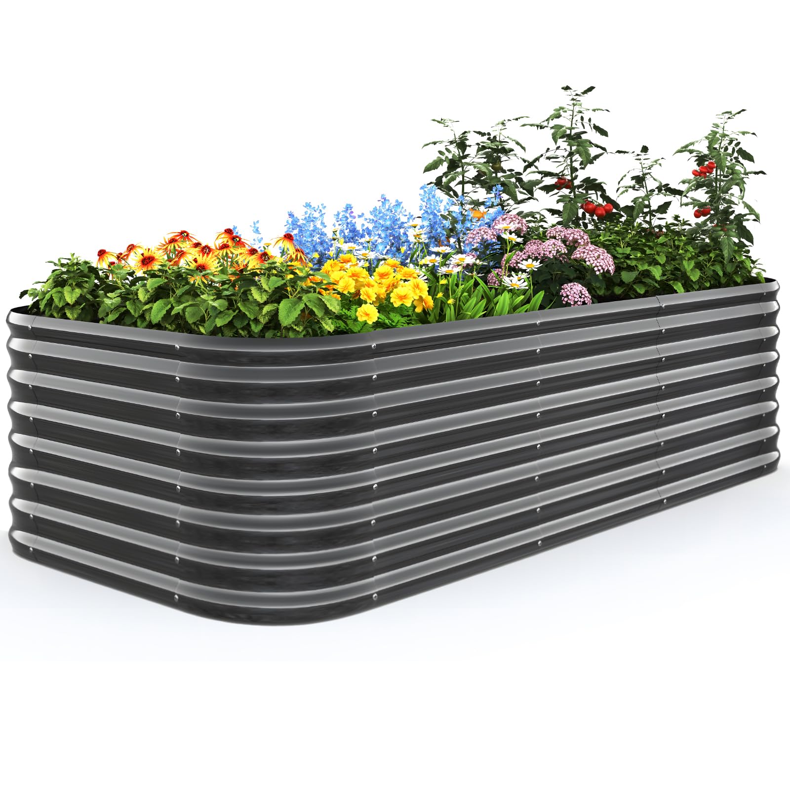 Quictent 8x4x2ft Oval Galvanized Raised Garden Bed Kit