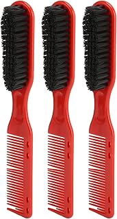 Escova de pentear masculina de cabeça dupla, 3 peças, escova de pentear corte de cabelo 2 em 1 com alça ergonômica, escova de limpeza de barba amigável para a pele com cerdas de nylon, ferramenta portátil de cuidados faciais para viagens em casa