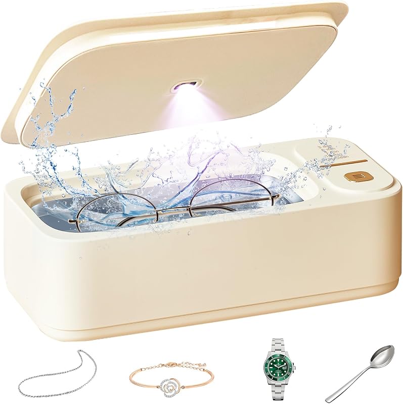 Nkove Ultrasonic Jewelry Cleaner for Retainers, Glasses & Dentures | Retainer-Safe Tray, 4 Timer Modes, Deep Cleaning for Rings, Necklaces, Watch Bands, Aligners, Mouth Guards & More