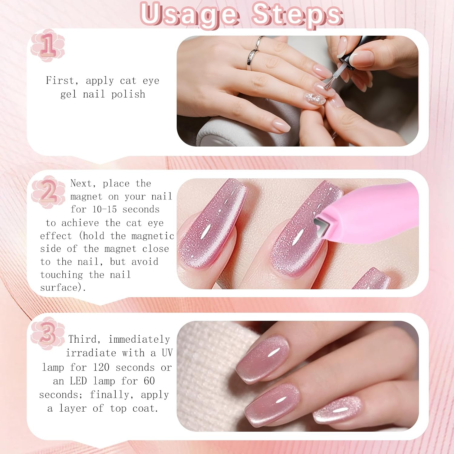 3 in 1 Cat Eye Nail Magnet,Versatile Heart, Round & Line Shape Cat Eye Magnetic Nail Art Tool Pen, Ideal for Studio Home DIY Nails Salon Decoration Accessories 2Pcs