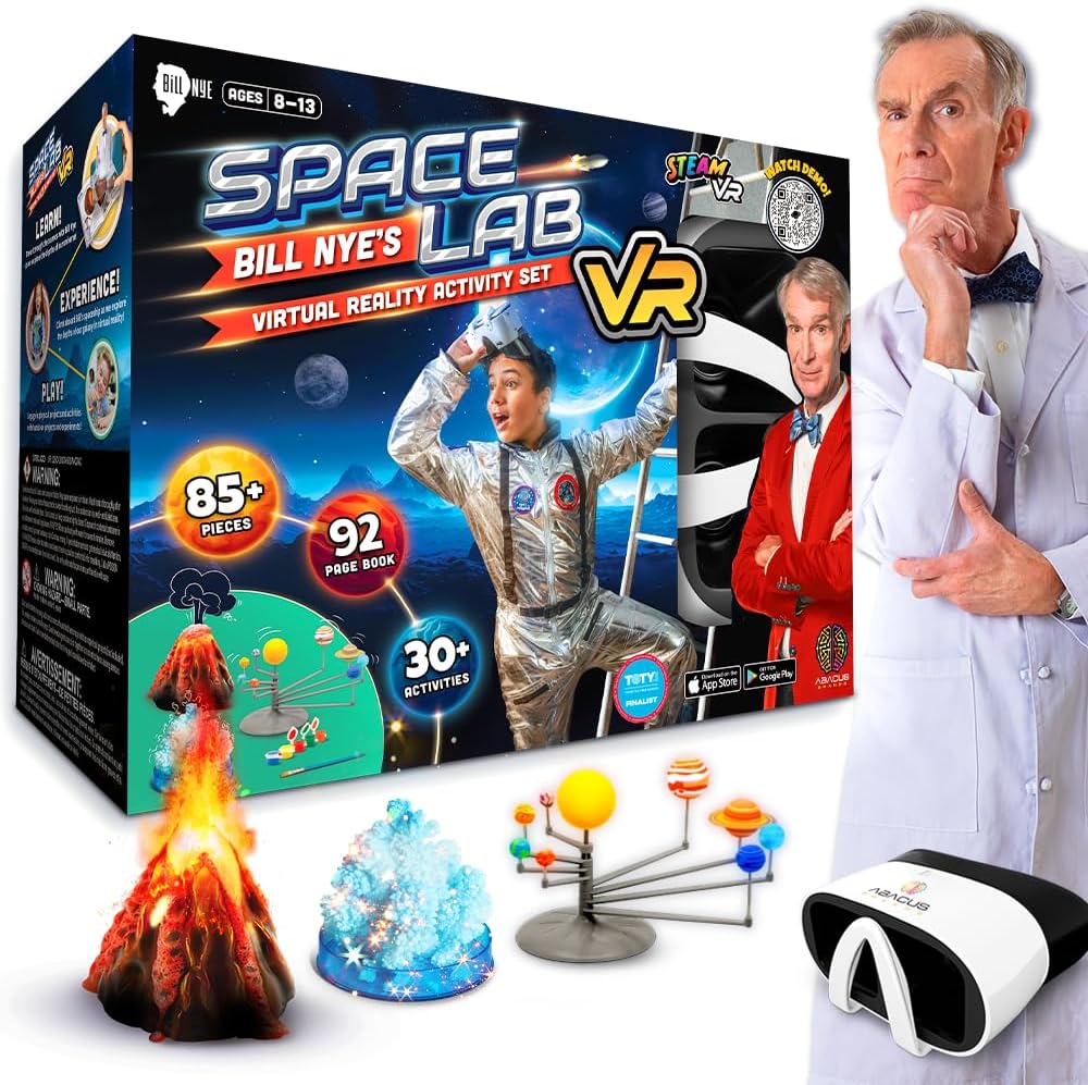 Abacus Brands Bill Nye's VR Space Lab - Virtual Reality Kids Science Kit, Book and Interactive STEM Learning Activity Set (Bill Nye Space (2025 Version))