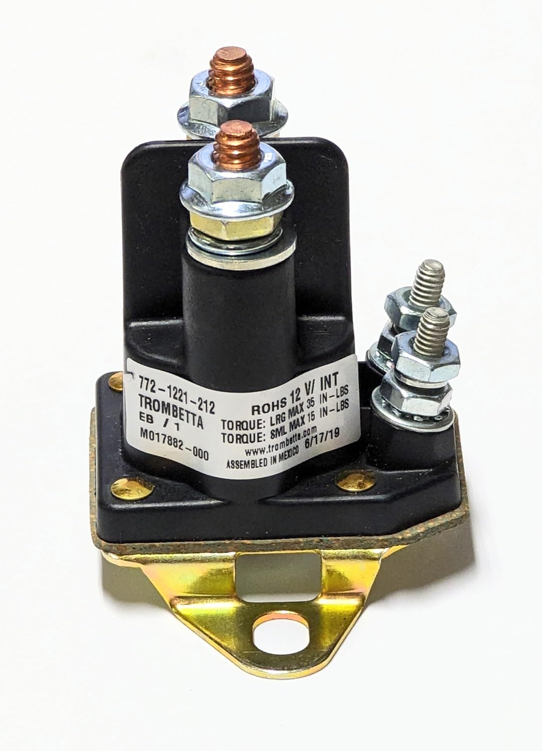 New Genuine OEM 12V Trombetta TR 772-1221-212 Starter Solenoid Contactor Relay 0645-673, 106-8245, Compatible with Toro Mowers Z380 Compatible with Kawasaki Engine FR651V, Arctic Cat, Many Others