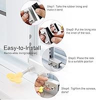 Vista 4 de Cerraduras de ventana, 4 juegos de cerradura de ventana de seguridad deslizante con llave para ventanas correderas verticales y horizontales