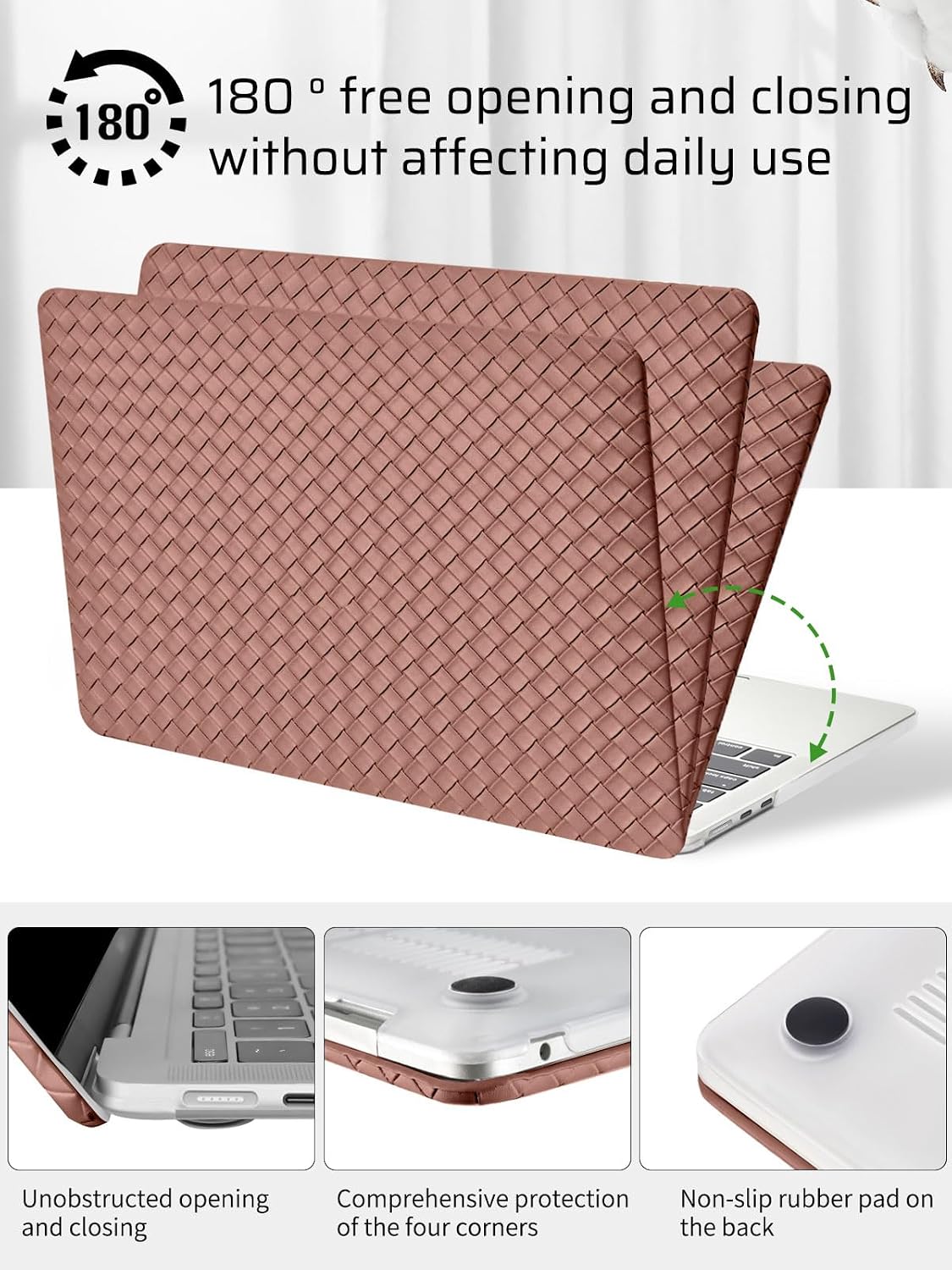 Seorsok Compatible with MacBook Air 13.6 inch Case M4 M3 M2 2025 2024-2022 Release A3240 A2681 A3113 Touch ID,Elegant Plastic Hard Shell Case & Keyboard Cover,Brown Tartan PVC Leather No Logo Cutout