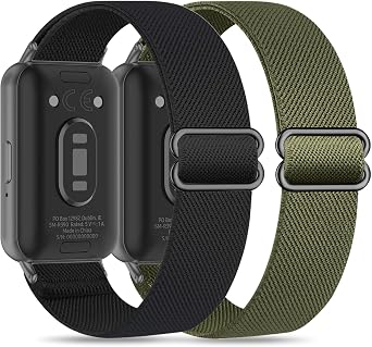 2 Pack Stretchy Nylon Compatible with Samsung Galaxy Fit 3 Band for Women Men, Elastic Adjustable Soft Sport Strap Wristband for Galaxy Fit 3 Band SM-R390
