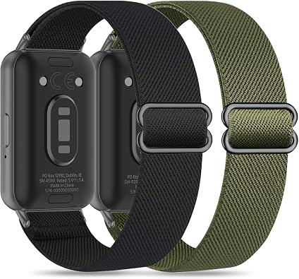 2 Pack Stretchy Nylon Compatible with Samsung Galaxy Fit 3 Band for Women Men, Elastic Adjustable Soft Sport Strap Wristband for Galaxy Fit 3 Band SM-R390