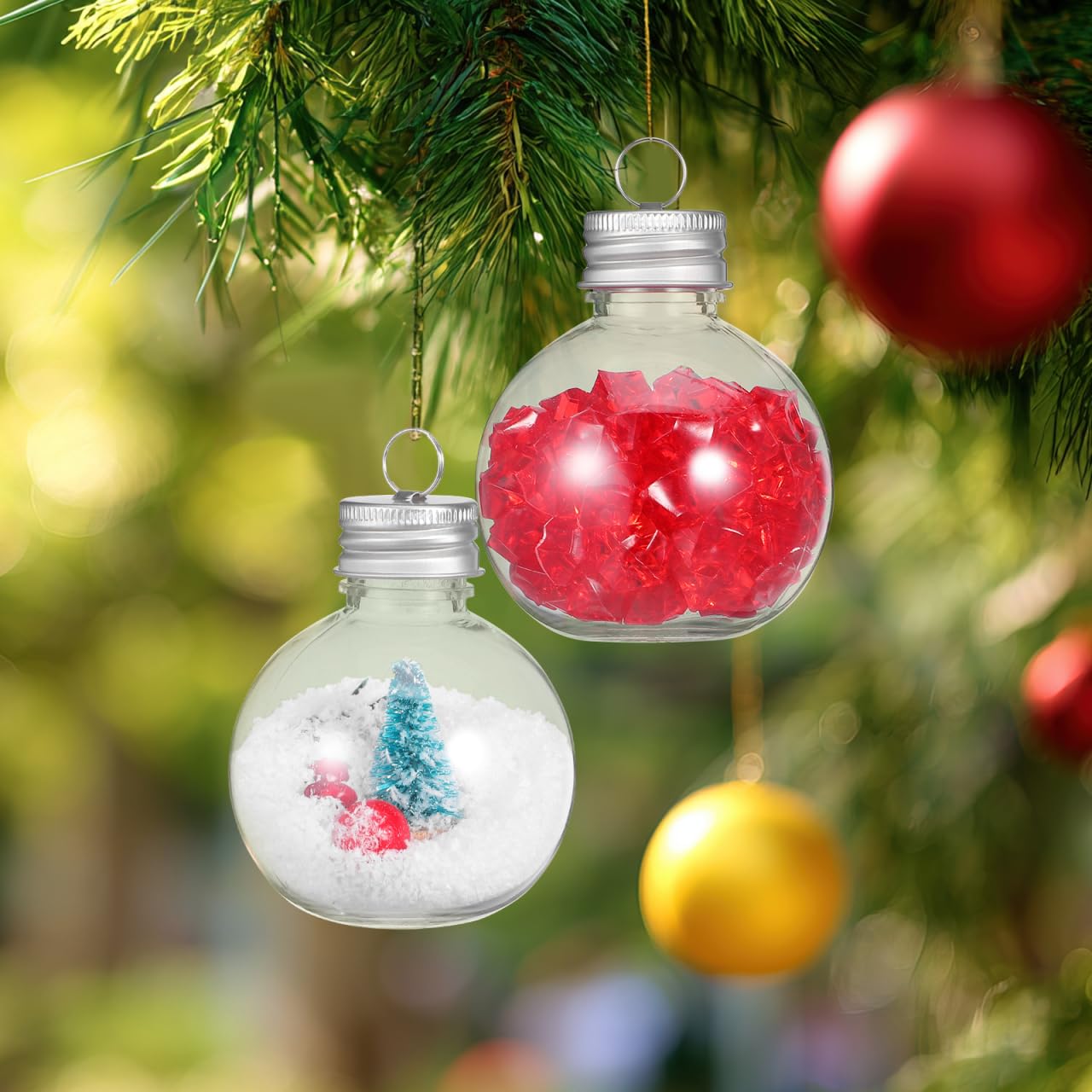 10 Stück Weihnachts-Schnapskugeln, 100 Ml, Durchsichtig, Befüllbare Weihnachtskugeln, Basteln für Weihnachtsbaum-hängedekorationen – Silber
