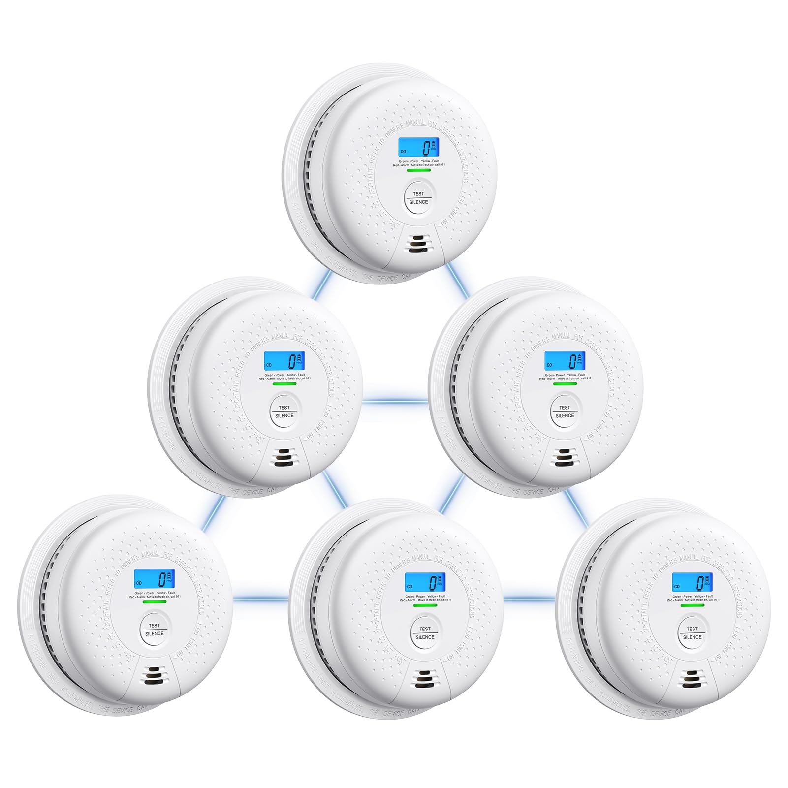 X-Sense Smoke and Carbon Monoxide Detector Combo, Wireless Interconnected Combination Smoke and Carbon Monoxide Detector with LCD Display & 10-Year Battery, RF Interconnected Model, 6-Pack