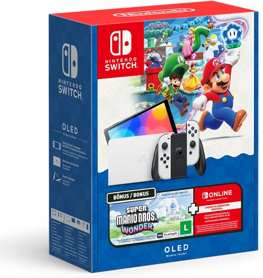 Bundle Nintendo Switch OLED + Super Mario Bros. Wonder + 3 Meses Bundle Nintendo Switch OLED + Super Mario Bros. Wonder + 3 Meses