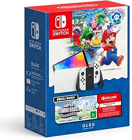 Bundle Nintendo Switch OLED + Super Mario Bros. Wonder + 3 Meses de Assinatura Nintendo Switch Online