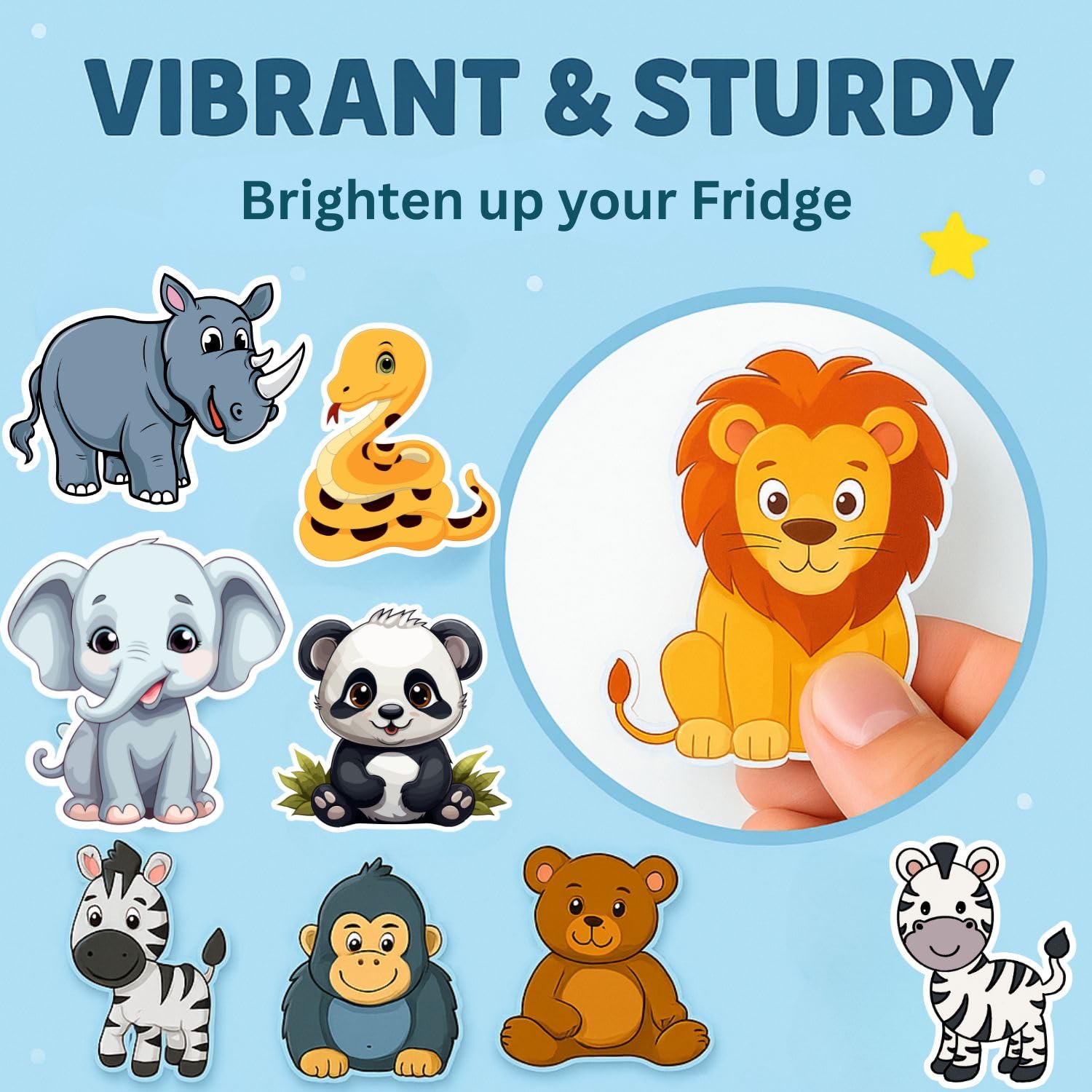 RufaStories Forest Animal Fridge Magnets for Kids – 14 Pieces Strong, Waterproof, Durable Woodland Animal Magnets for Refrigerator, Almirah, Whiteboard – Cute Educational Magnets for Toddlers - Image 8 thumbnail