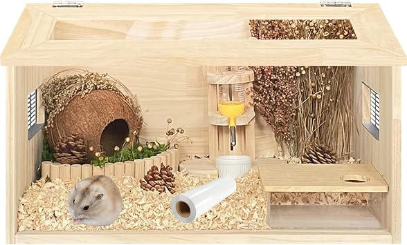 Amazon Puhang ハムスターケージ 飼育ケージ ハムスターハウス 木製 アクリル製 厚手タイプ 贅沢セット 大型 天井扉 お掃除しやすい 通気性 組立式 持ち運びやすい 大きな扉 脱出にくい 可愛い 透明 50cm 30cm 30cm Aセット ココナッツ殻 餌入り 水ボトル ボトルケージ Amazon Puhang ハムスターケージ 飼育ケージ ハムスターハウス 木製 アクリル製 厚手タイプ 贅沢セット 大型 天井扉 お掃除しやすい 通気性 組立式 持ち運びやすい 大きな扉 脱出にくい 可愛い 透明 50cm 30cm 30cm Aセット ココナッツ殻 餌入り 水ボトル ボトルケージ