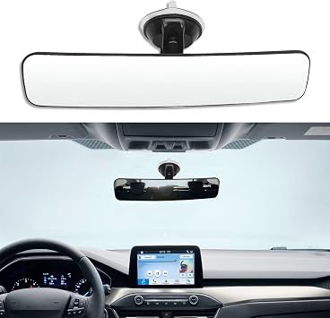 Car Rear View Mirror with Suction Cup, 360 Degrees Adjustable Reduce Blind Spots, Anti Glare Wide Angle HD Auto Inside Rearview Mirror Car Accessories Universal for Vehicle, Truck, SUV, Boat
