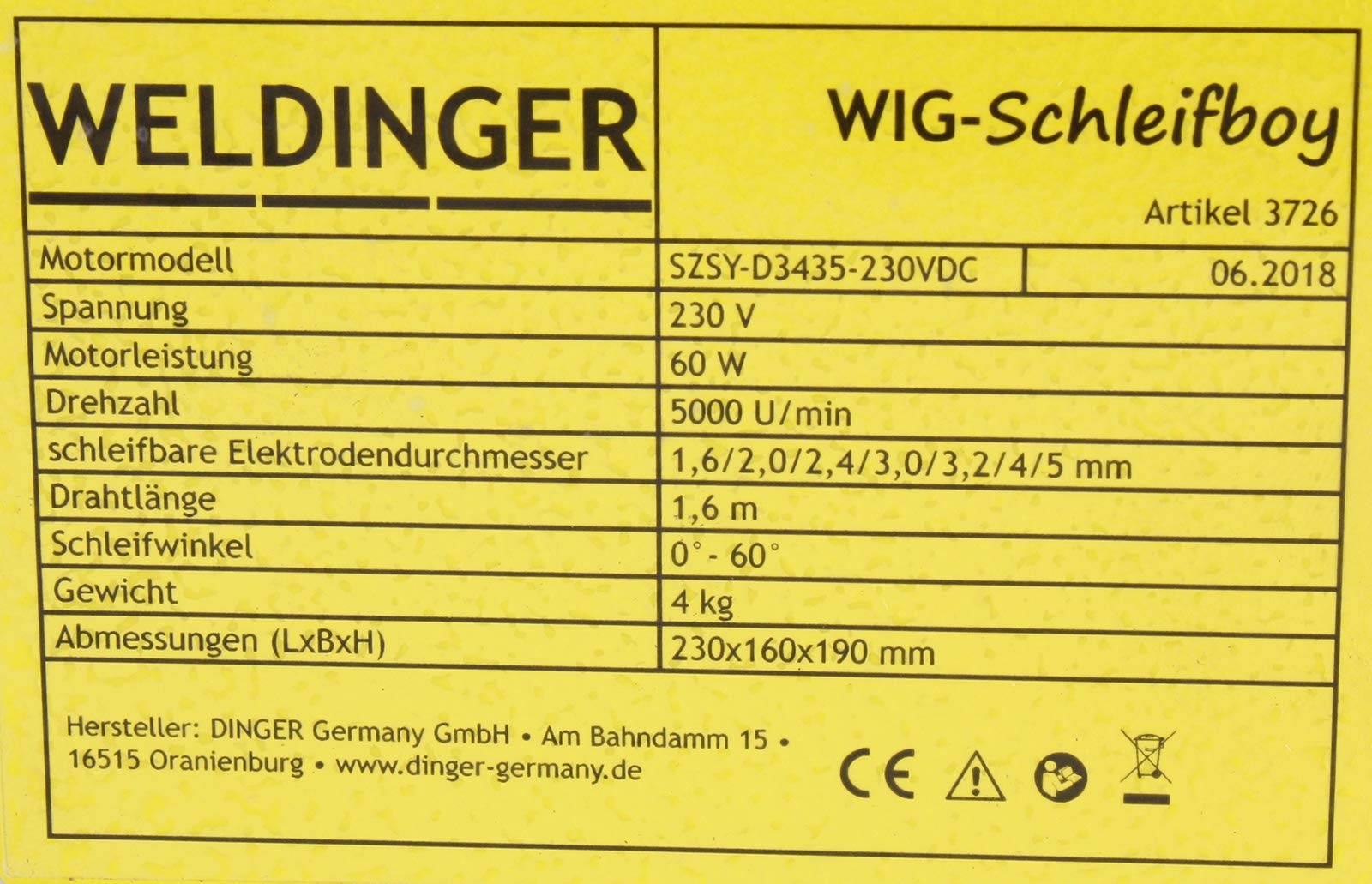 WELDINGER WIG-Schleifboy Wolframnadel-Schleifgerät für WIG-Elektroden 5 Jahre Garantie