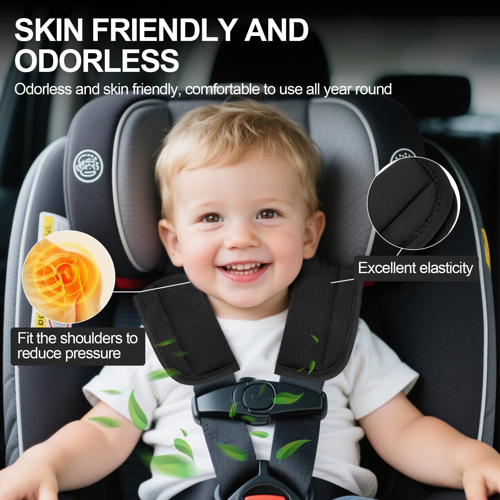 Copri Cintura di Sicurezza Auto Bambini, Protezione Cintura Auto per Neonati e Bimbi, Protezione Spalle Morbida e Traspirante con Velcro Regolabile, Adatto a Tutte le Auto, Facile da Pulire