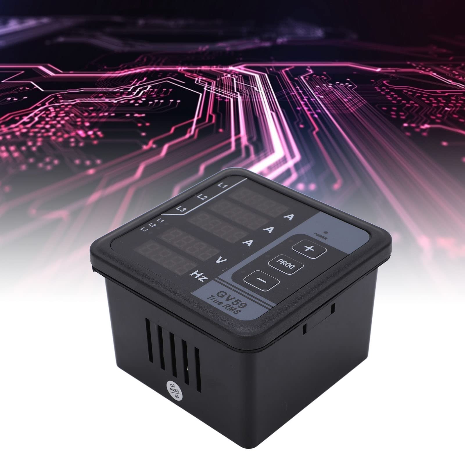 Wakects Woltomierz Generatora Cyfrowy 3-fazowy Monitor Generatora 165 do 265 V z Wyświetlaczem Częstotliwości Napięcia i Prądu Oraz funkcją Alarmu dla Użytkowników Paneli