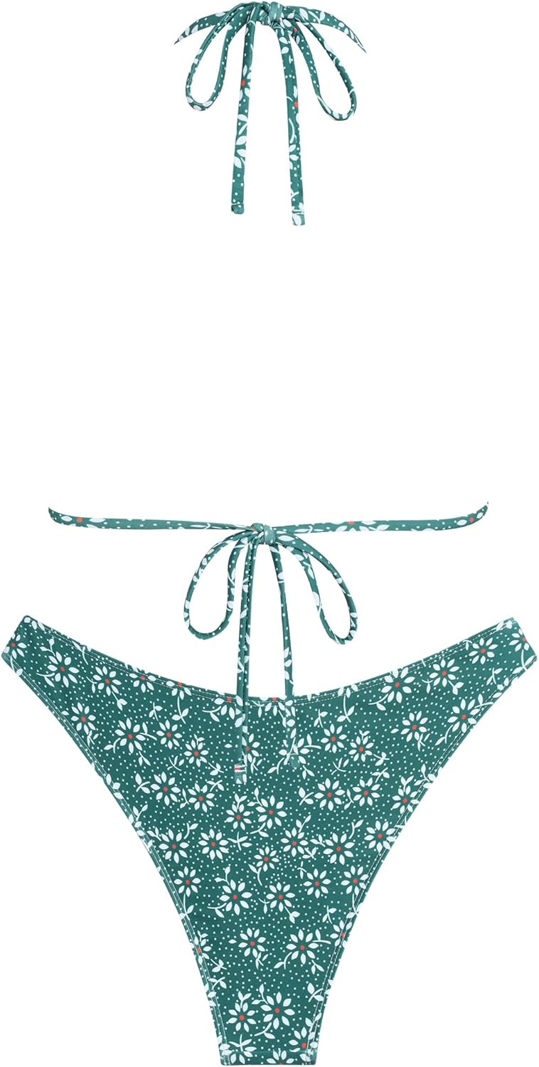 ZAFUL Womens Halter Bikini Sets Triangle Bikinis High Cut Swimsuits 2 Piece Bathing Suits Sexy Swimwear