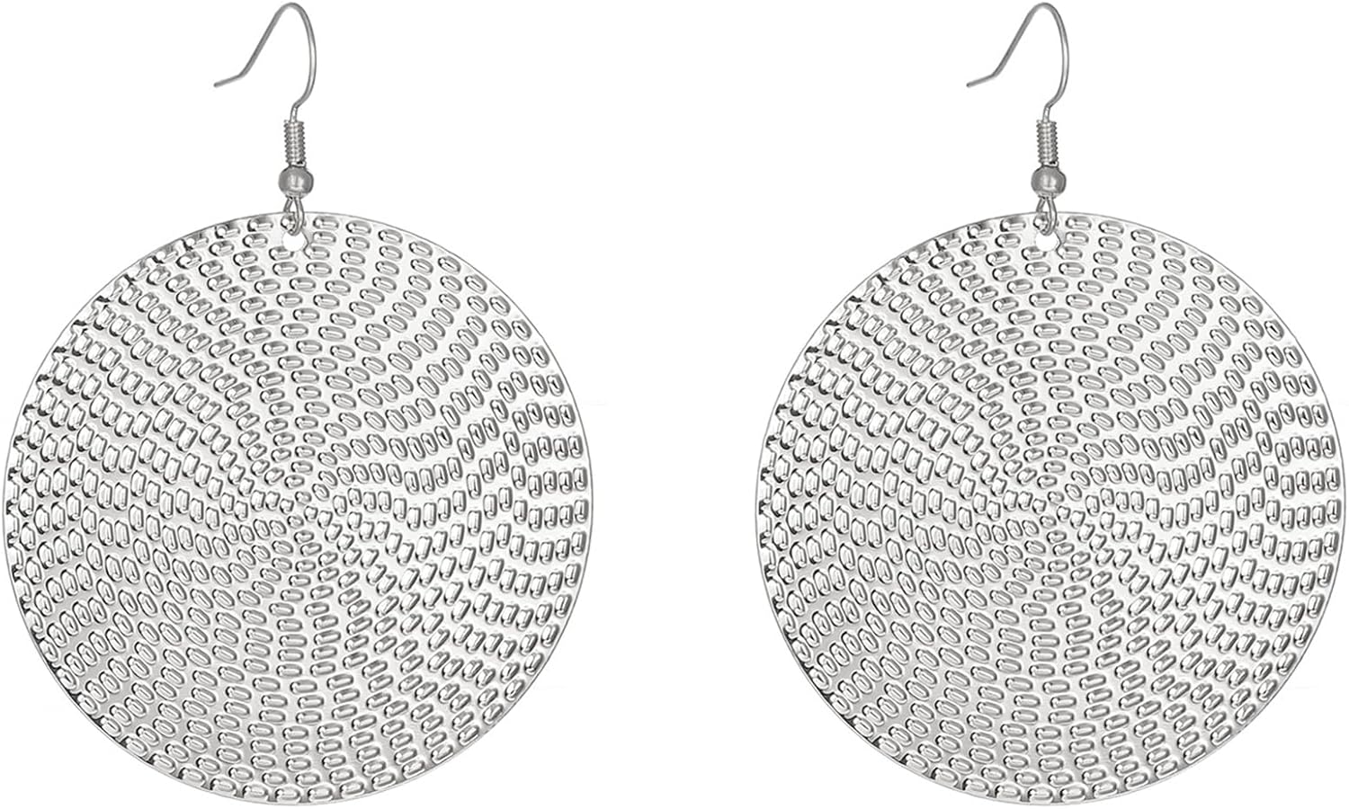 Extra Large Circle Dangle Drop Earrings for Women,Exaggerated Gold Big Round Statement Earrings,Silver Vintage Boho Texture Disc Dangling Earrings - Image 7