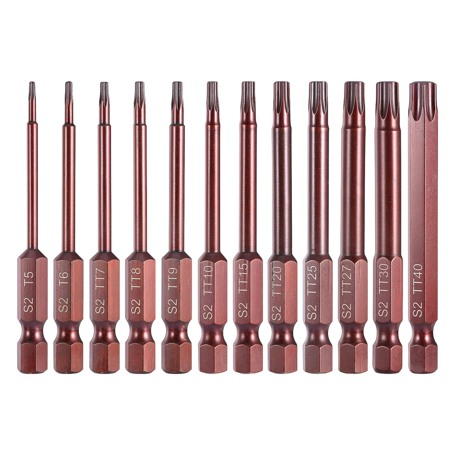 Long Star Bit Impact Star Bit Set DAKCOS 13-Piece Tamper Proof Torx Bit Set, Premium ...