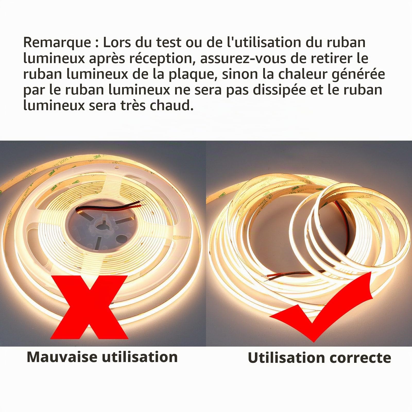 GOMING 24V 20M COB Ruban LED Blanc Chaud 3000K 146W 480LEDs/M Non étanche