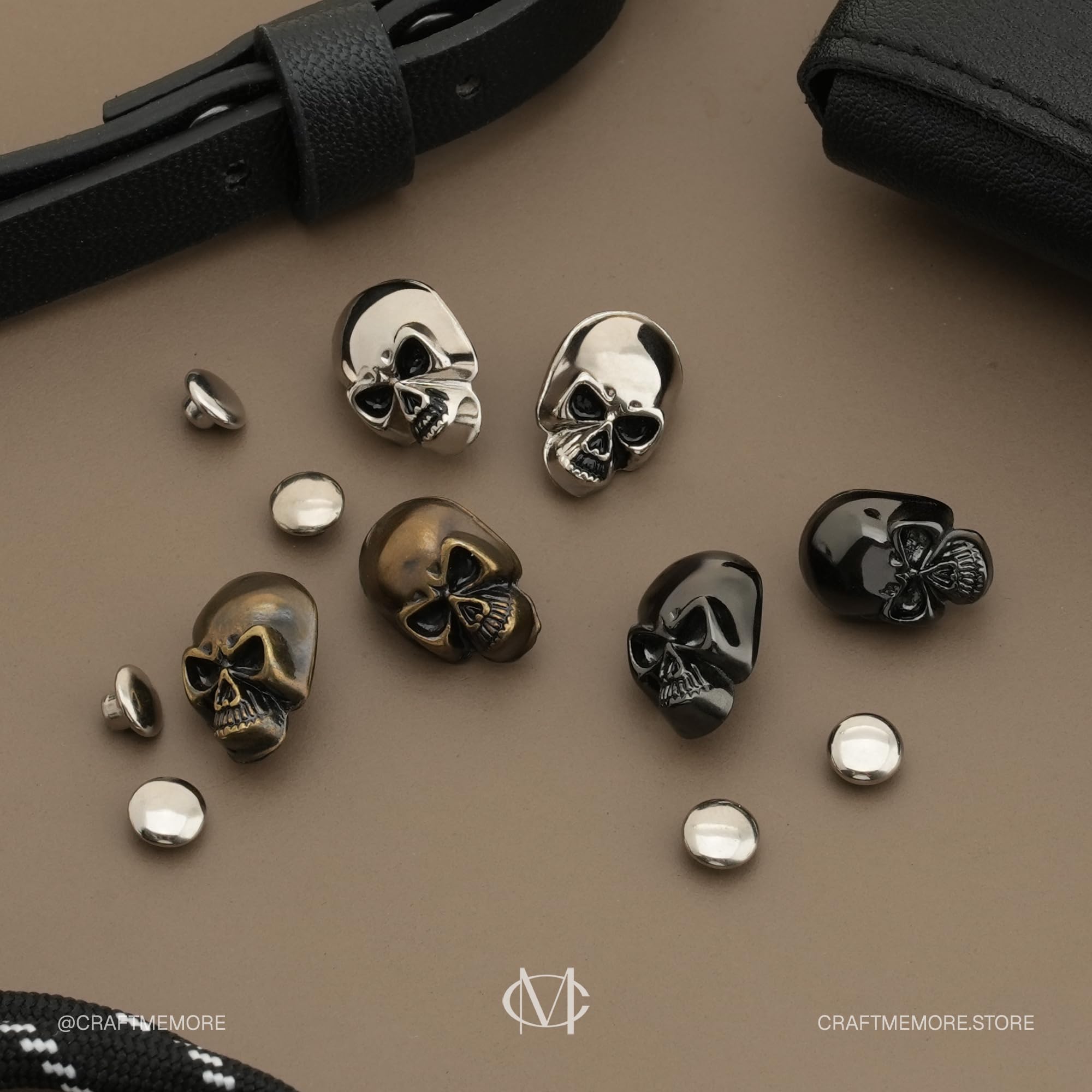 Amazon.com: CRAFTMEMORE Skull Rivets Metal Ghost Skull Rapid Rivet
