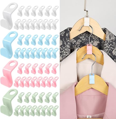 Ganchos de conector para colgar ropa, multicolor, 60 piezas de plástico ahorradores de espacio, ganchos extensores de colgador, organizador de
