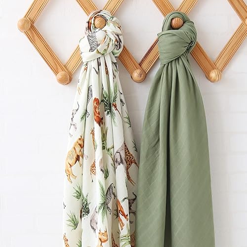 Miniatura 41 de LifeTree Mantas envolventes para bebé, paquete de 2 mantas súper suaves de 70% viscosa de bambú y 30% muselina de algodón (grande 47 x 47 pulgadas)