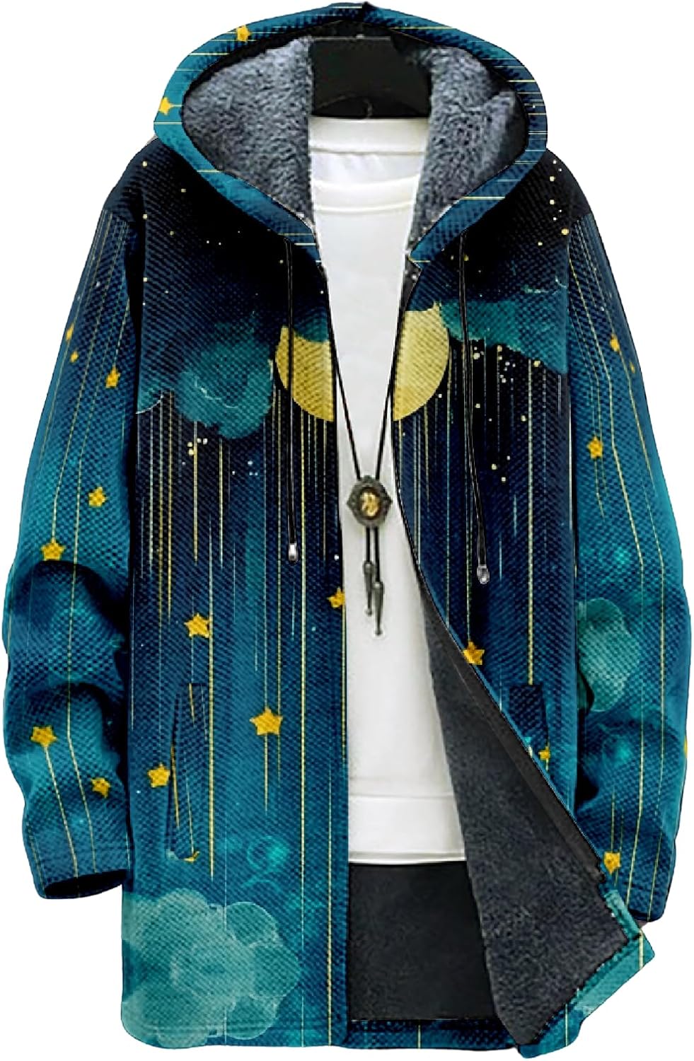 Winter Coats For Men Galaxy 3D Print Long Sleeve Zipper Big And Tall Cardigan Fleece Warm Novelty Fashion Jacket