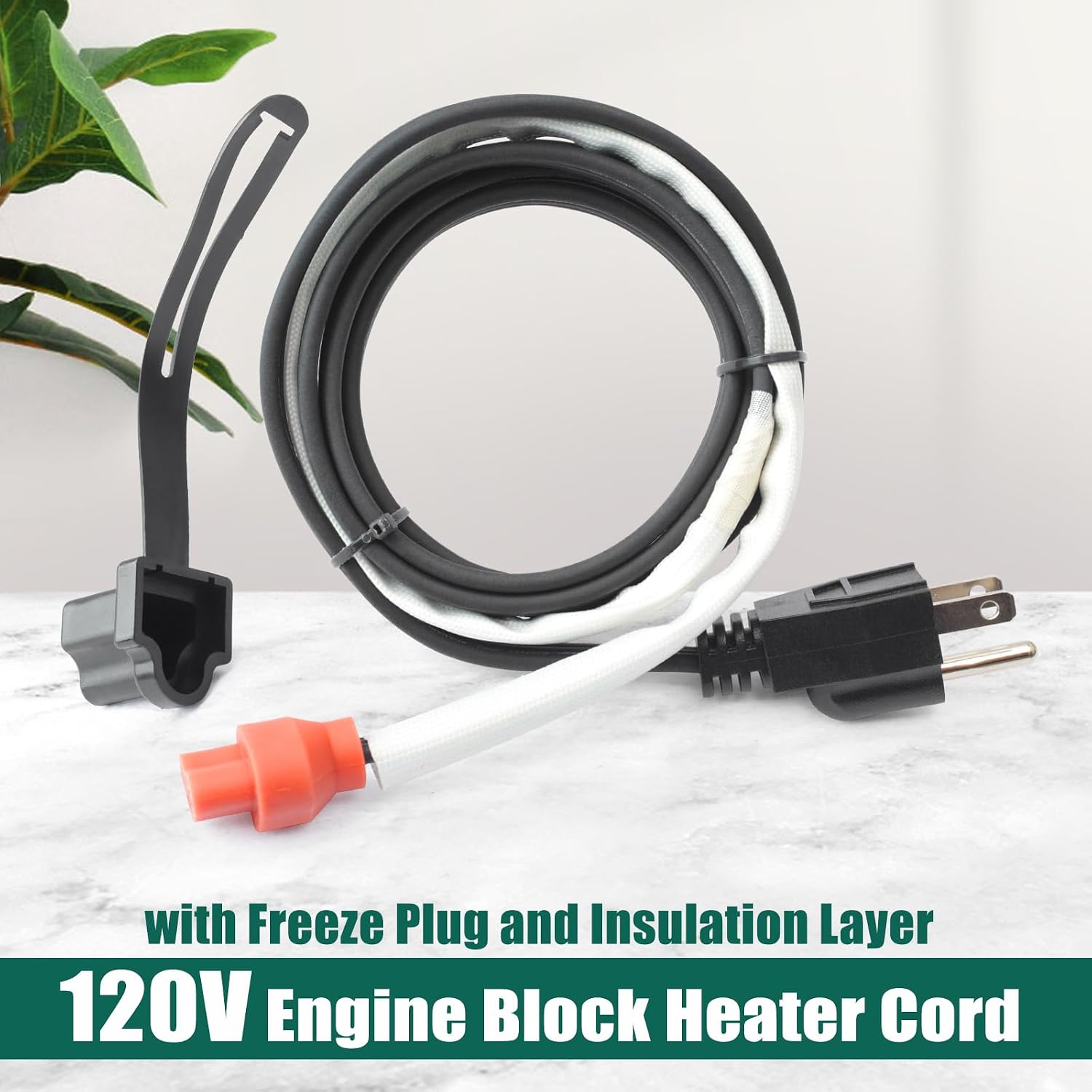 YUXIVCNE 120V Engine Block Heater Cord 6FT 5-15 Plug with Freeze Plug and Insulation Layer Replacement for Chevy for Duramax 6.6 L Diesel Engine 2001-2018