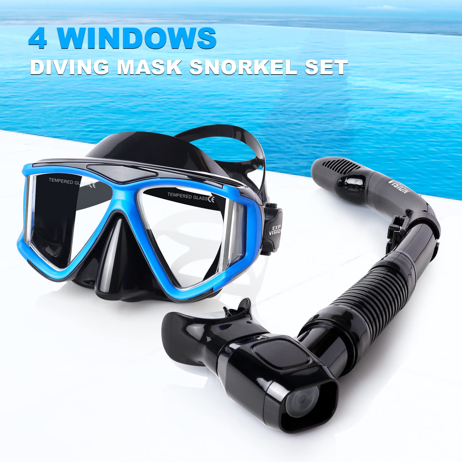Zestaw do snorkelingu dla dorosłych, profesjonalna maska zapobiegająca zaparowaniu, maska do nurkowania na sucho, do swobodnego nurkowania, pływania
