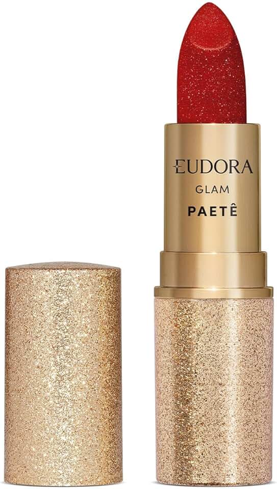 Eudora Batom Cremoso Vermelho Glam Paetê 3g