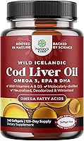 Vista 10 de Cápsulas blandas de aceite de hígado de bacalao islandés – Aceite de pescado omega 3 capturado silvestre EPA DHA Omega 3 de 1000 mg – Suplemento