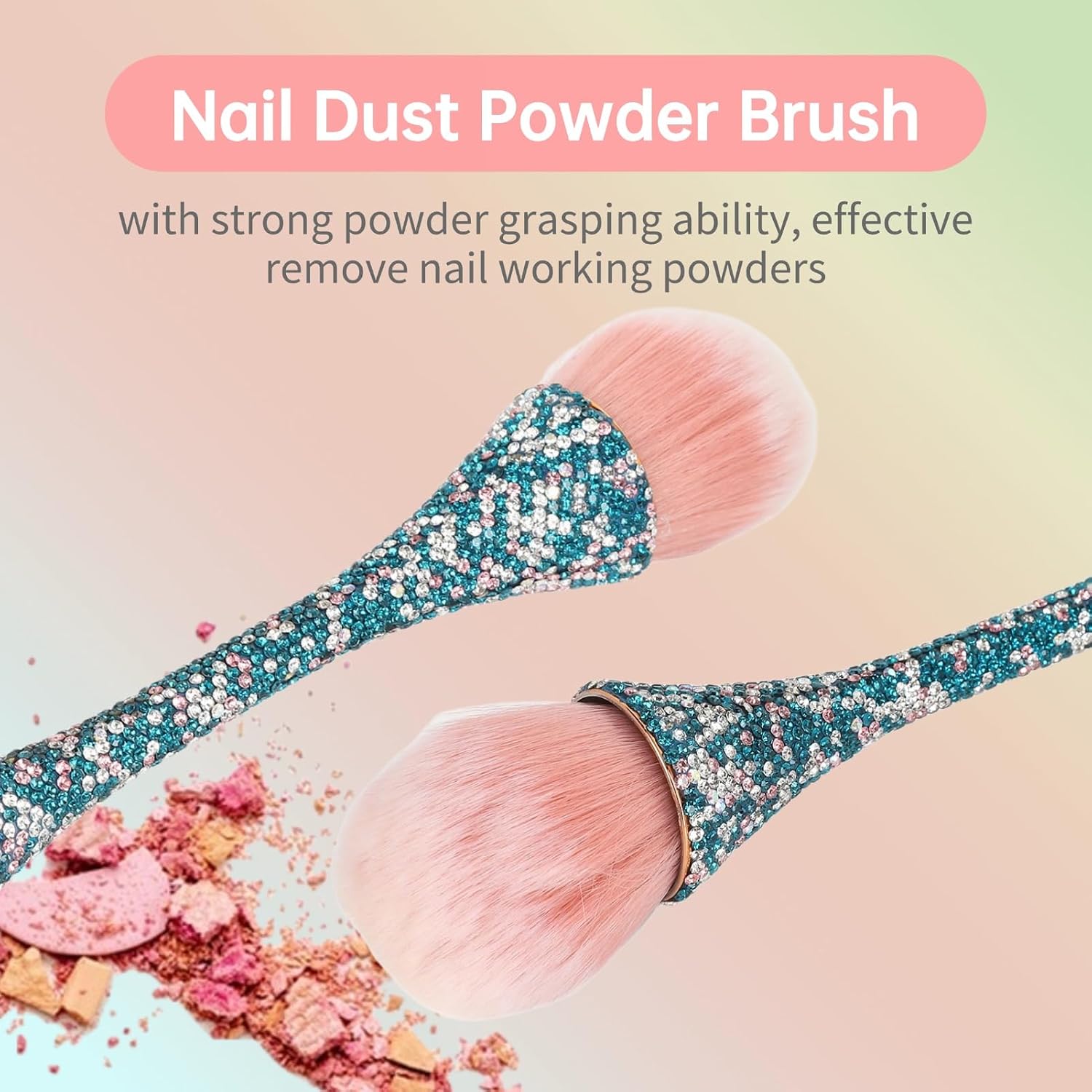 Nail Dust Brush Nail Dust Cleaning Brush Comfortable Grip Prevent Deformation Nail Art Powder Remover Brush for Makeup or Acrylic Gel Nail Arts (Blue)