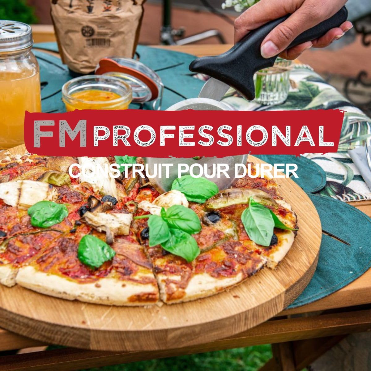 FMprofessional 9913750 Pizzaschneider, Pizzaschneider, perforiert, Tiefkühl-Pizzablech, Edelstahl, Aluminium, 32 cm, 21 cm
