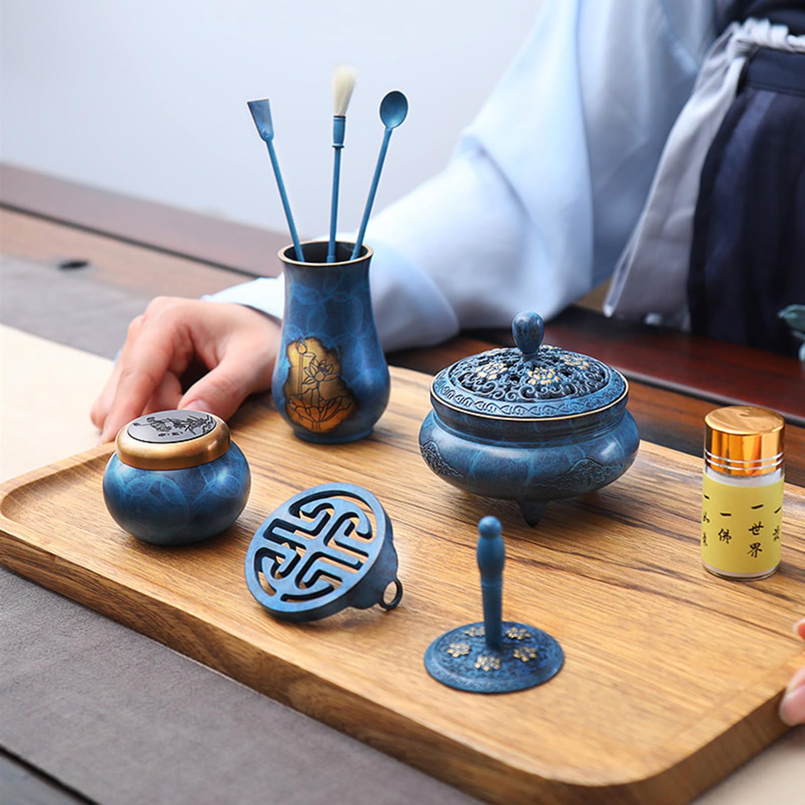 Kit De 8 Piezas para Hacer Incienso De Latón, con Cuchara, Prensa, Pala Y Cepillo, para Relajación Y Meditación, Ideal para El Hogar, La Oficina Y Espacios Espirituales (sin Especias).