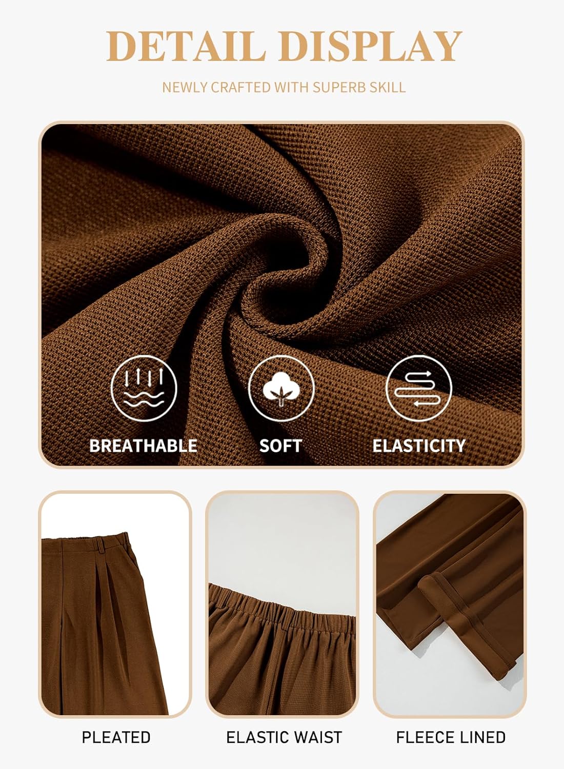 Eytino Womens Plus Size Wide Leg Dress Pants Elastic High Waisted Casual Waffle Palazzo Pants Trousers with Pockets(1X-5X) - Image 5