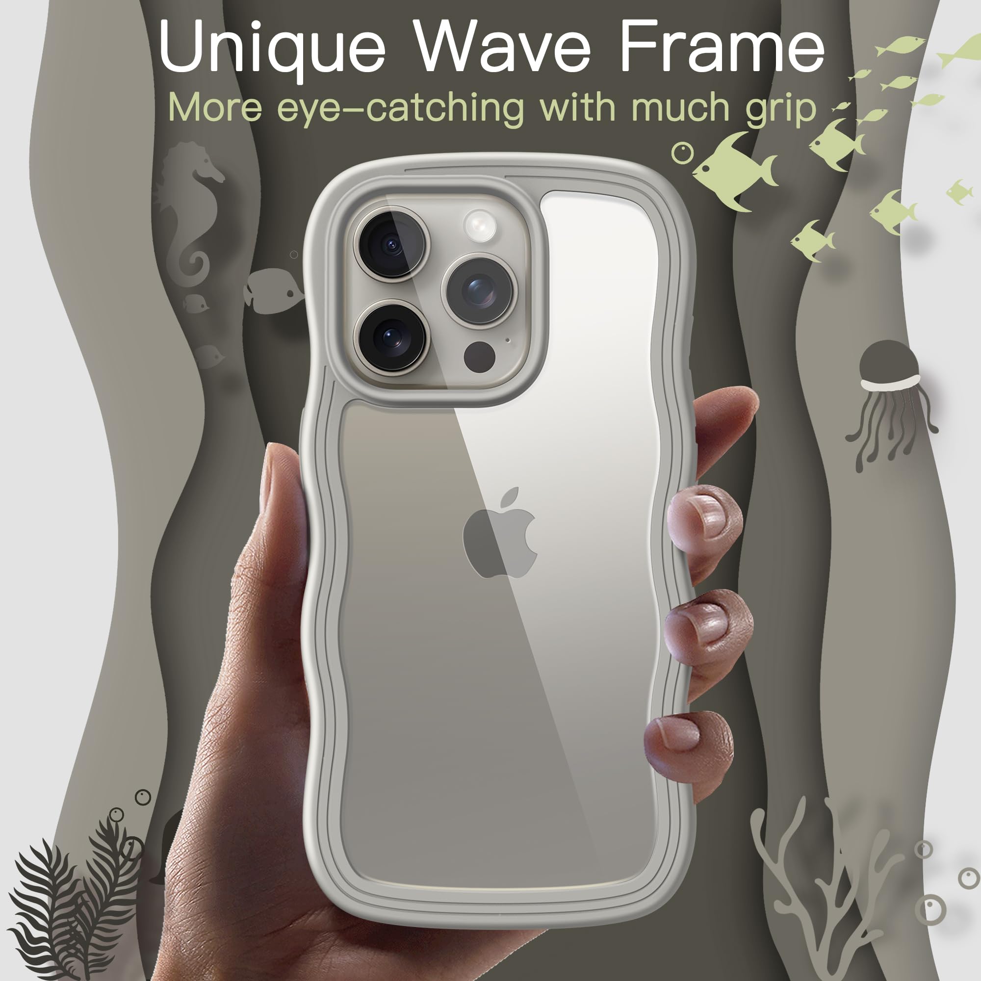 Coque Iphone 16 E Coque IPhone 16 Ondulée JETech - Protection Antichoc Design Vague Transparent Rose Iphone 16 Rose