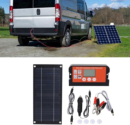 Miniatura 4 de Kit de panel de energía de 600 W con controlador de carga de 100 A, cable de extensión, clip de batería, cargador portátil para RV camping al aire