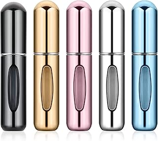 بخاخ عطر، 5 قطع من زجاجات بخاخ صغيرة محمولة للسفر، زجاجات بخاخ عطر فارغة قابلة لإعادة الملء سعة 5 مل، موزع عطور، علبة مضخة عطر للسفر والخروج من انتول (أ)