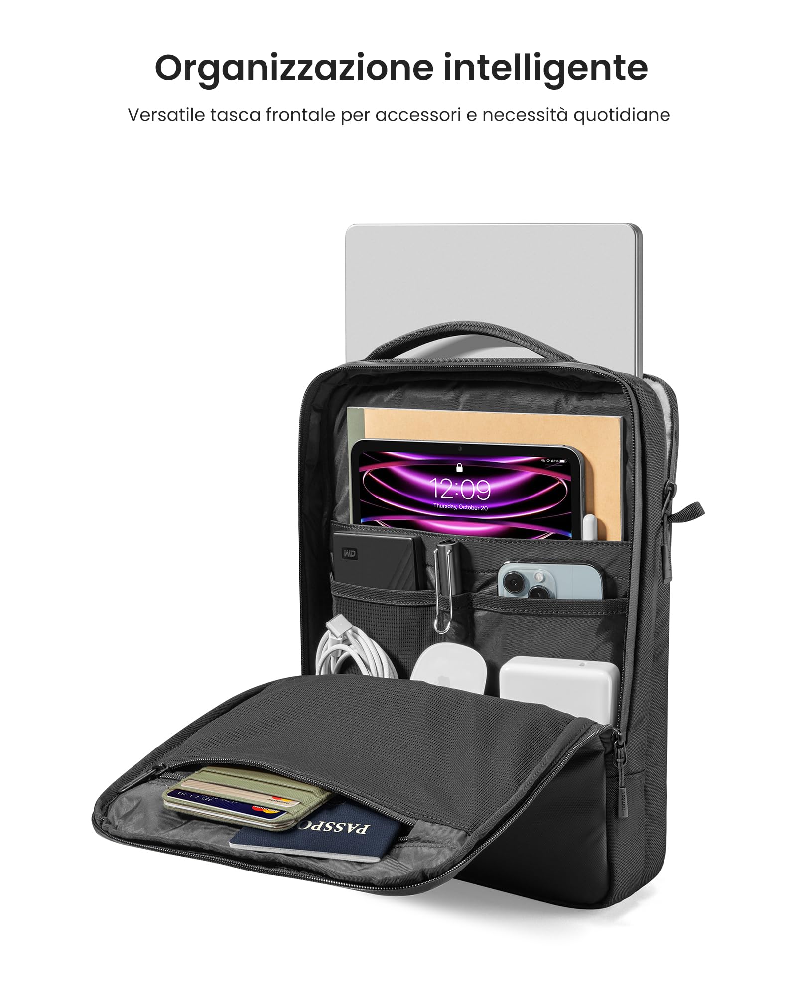 tomtoc 360° Borsa a tracolla per Laptop per Nuovo 16 Pollici MacBook Pro M5 Pro/Max (2026) A3428 A3429, M4/M3 A3403 A3186 A2991 A2780, Borsa per Laptop Idrorepellente di Qualità Superiore
