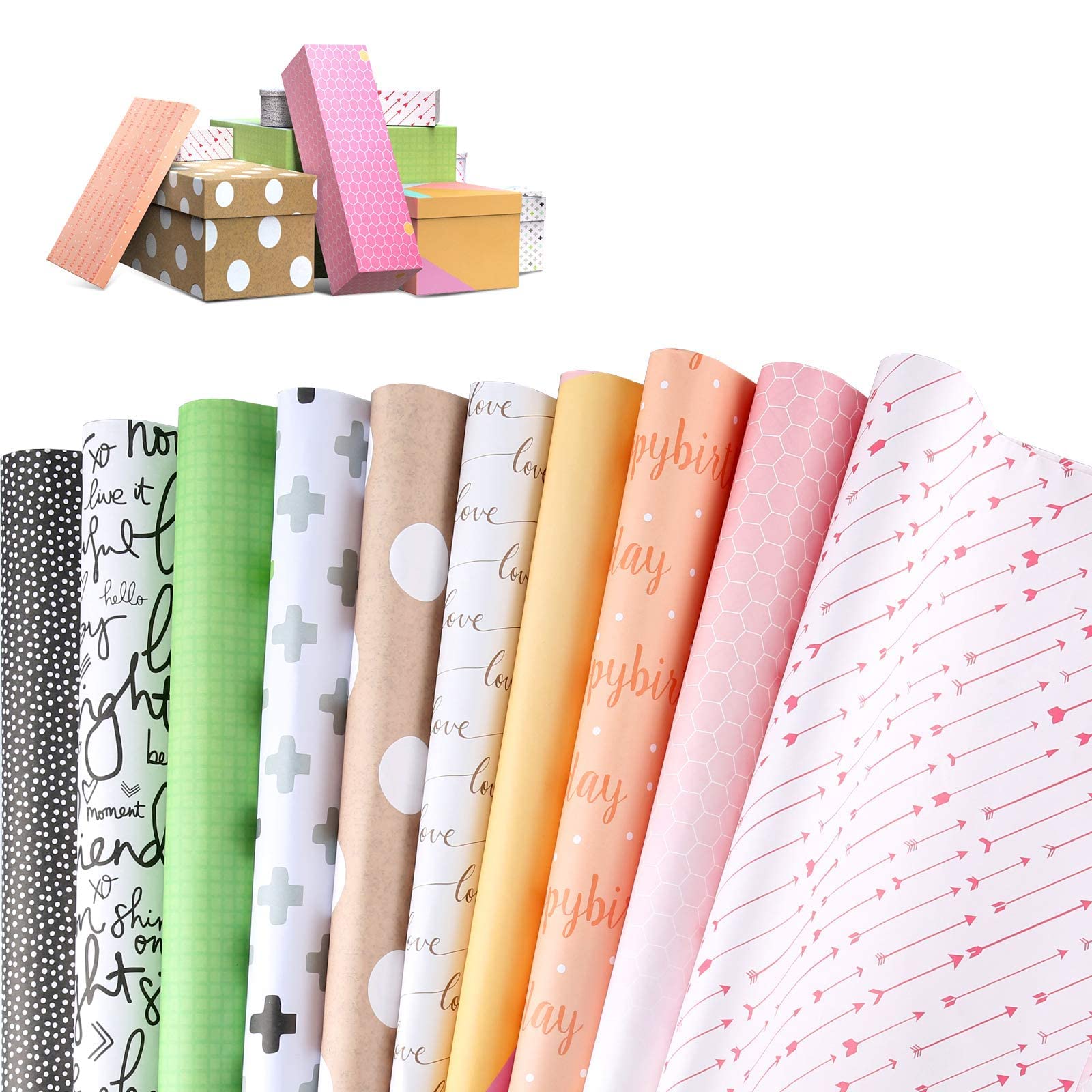 Buy Birthday Wrapping Paper Roll,10 roll,BOENFU Birthday Gift Paper