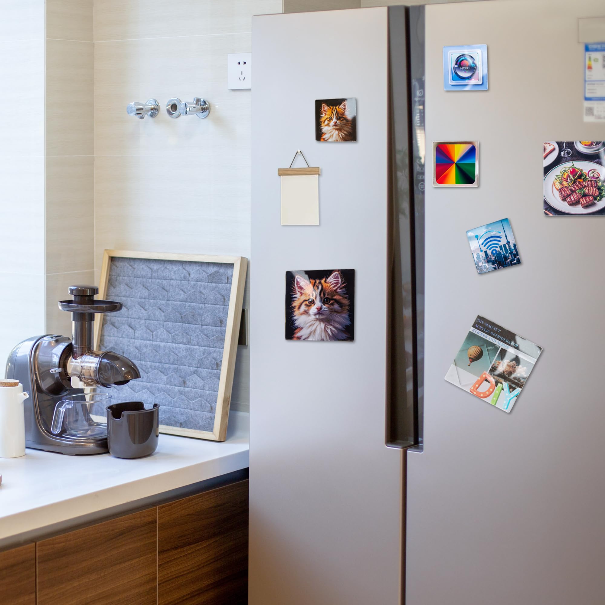 49 Pcs, DIY Magnets for Fridge ,NFC Function,(14 Acrylic, 14 Magnets, 5 NFC Tags, 16 Sided Tape) - Image 6