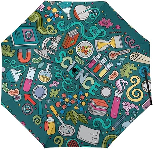 Miniatura 6 de Physics Biochemistry Science Windproof Travel Automatic Umbrella Rainproof 3 Folding Manual Rainbrella for Rain Sun
