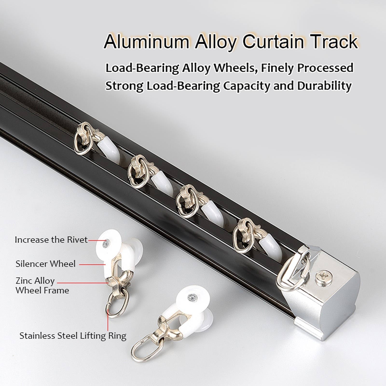 Rail de Rideau en Aluminium Rail de Rideau Lourd Cloisonné Rail de Plafond Kit Rail Silencieuse pour Rideaux pour Chambre(White-Side,300cm(2 * 150cm))