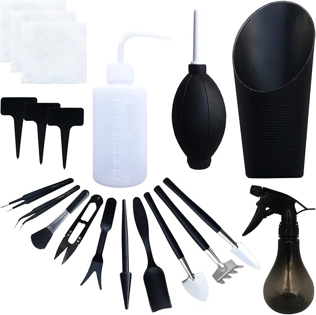 Anvin 20 Pieces Succulent Plants Tools Mini Garden Transplanting Tool Set for Fairy Garden Planting, Miniature Plant Care of Cactus, Houseplant, Bonsai Plants Tools Kit