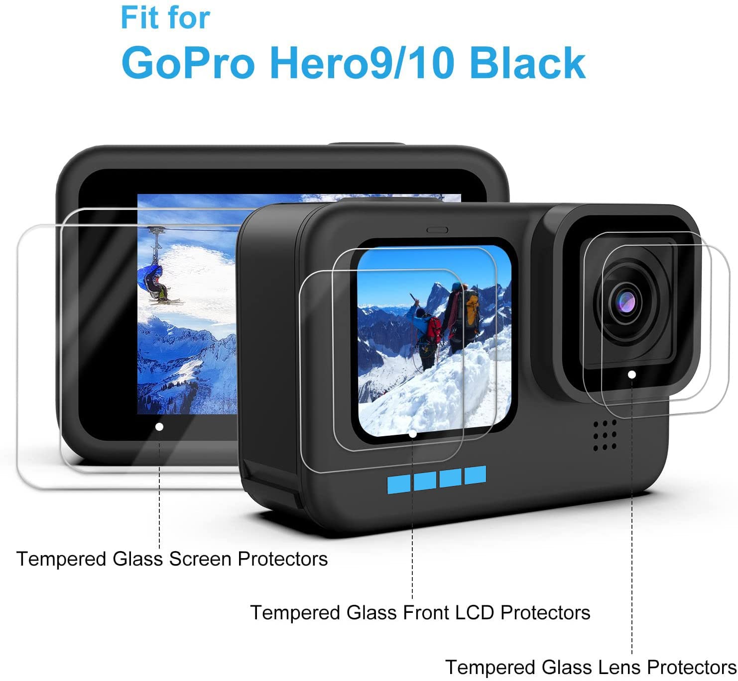 Kit Pellicole Protettive Per GoPro Hero 9/10 Black - Vetro Temperato Schermo E Lenti - Foto 8