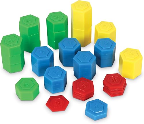 Miniatura 5 de Learning Resources Pesas hexagonales  Juego de 54 piezas, suministros para profesores de matemáticas a partir de 8 años, herramientas de aprendizaje