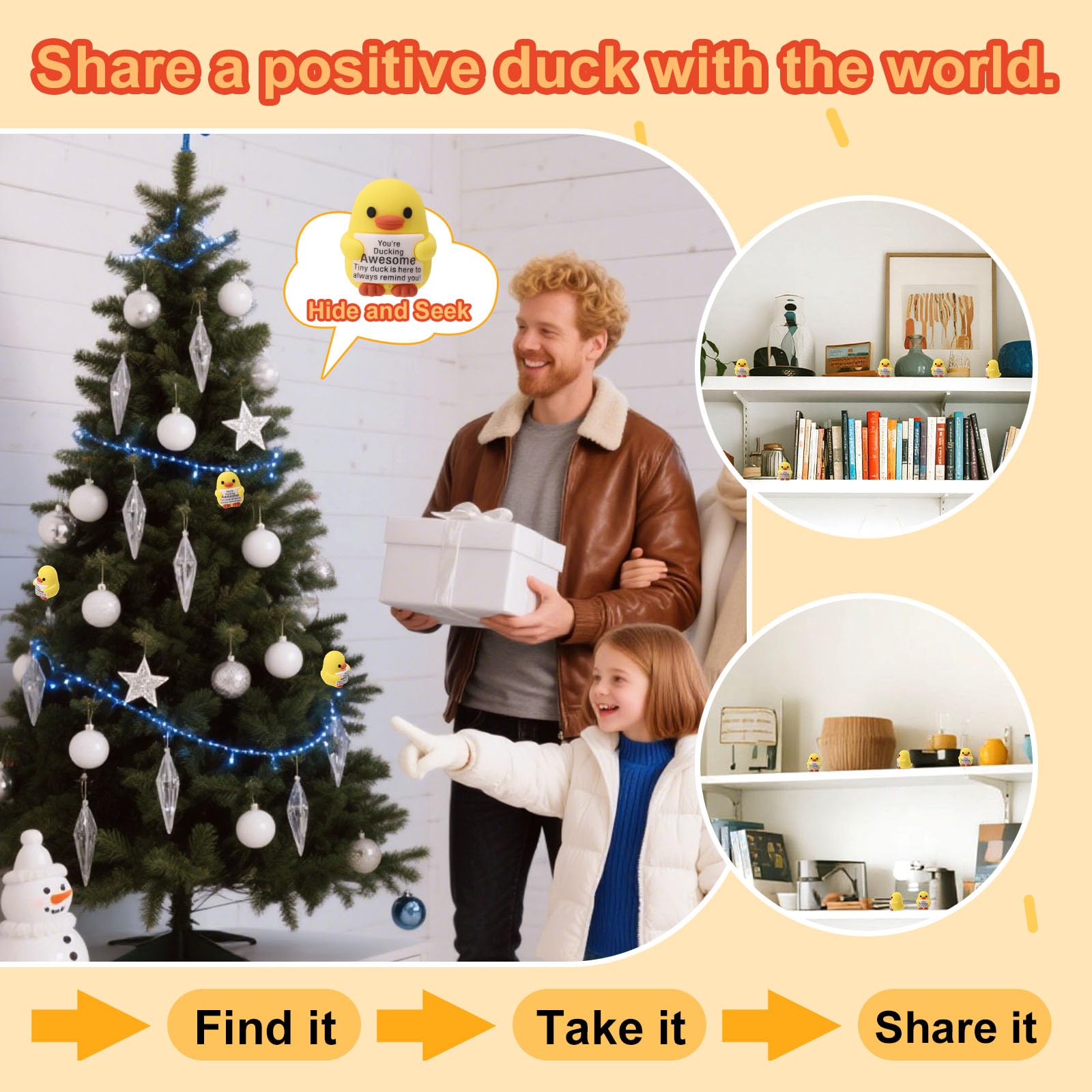 Lyreh 30pz Mini Anatre in PVC, Supporto Emotivo Anatra Positivo con Biglietto Messaggio Positivo Mini Decorazioni Regalo Motivazionale Compleanno per Amici Famiglie Colleghi Insegnanti