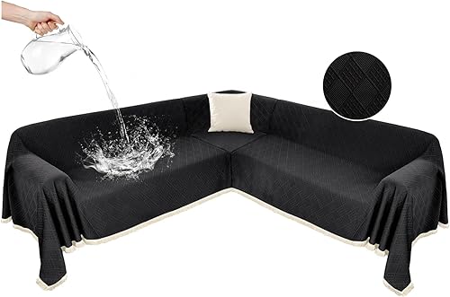 Fundas impermeables para sofá seccional, funda de sofá esquinero en forma de L, manta para perros y mascotas, lavable, diseño jacquard acolchado en